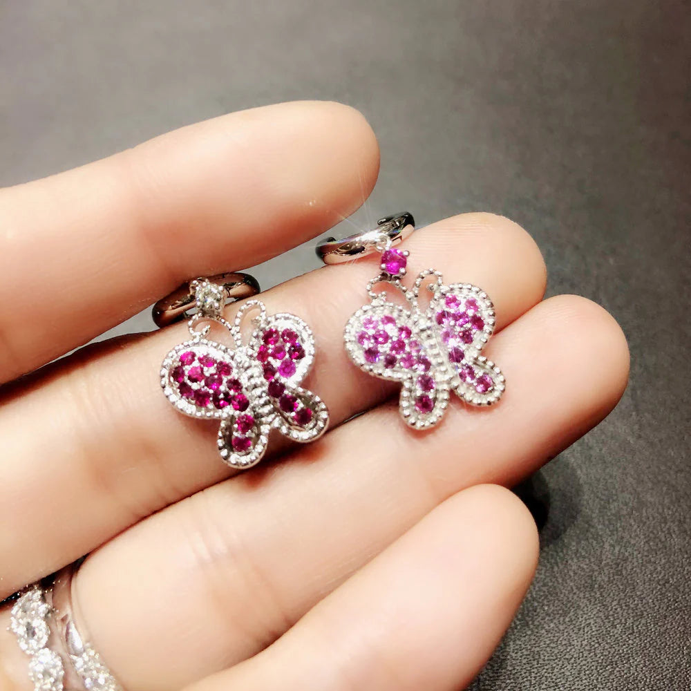 Pink Sapphire Butterfly Earrings
