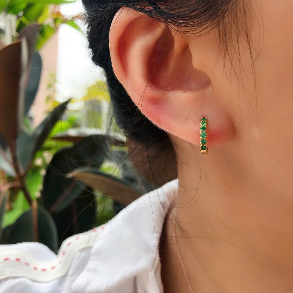 Emerald Huggie Earrings