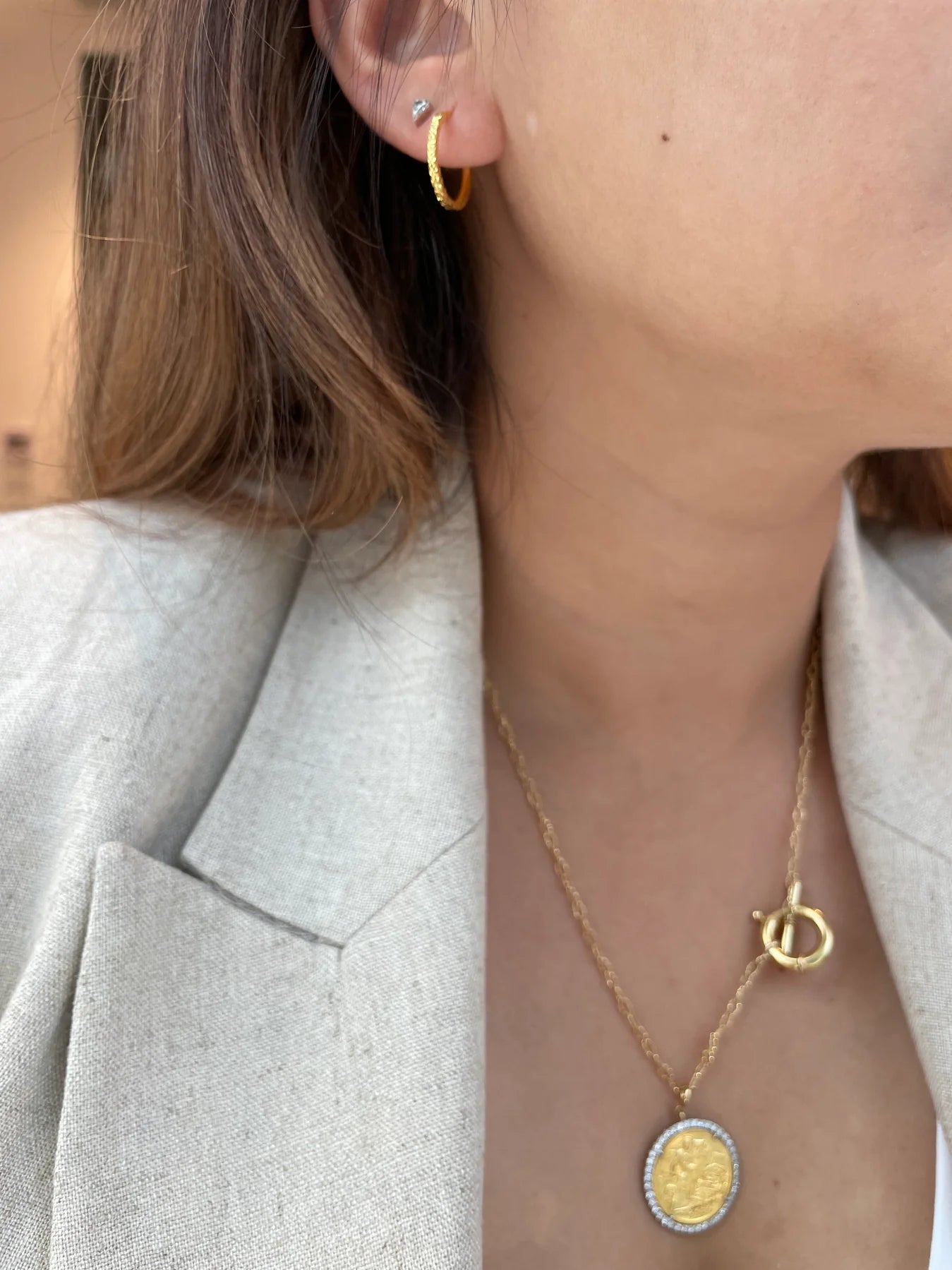 Beveled Gold Huggies