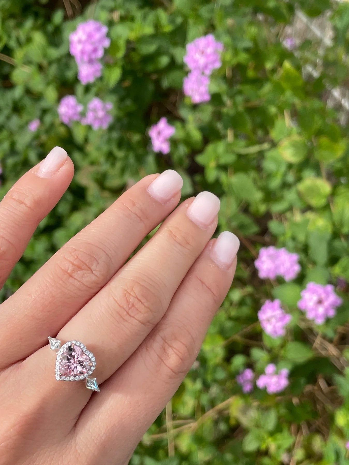 Morganite & Diamond Hearts & Arrows Ring