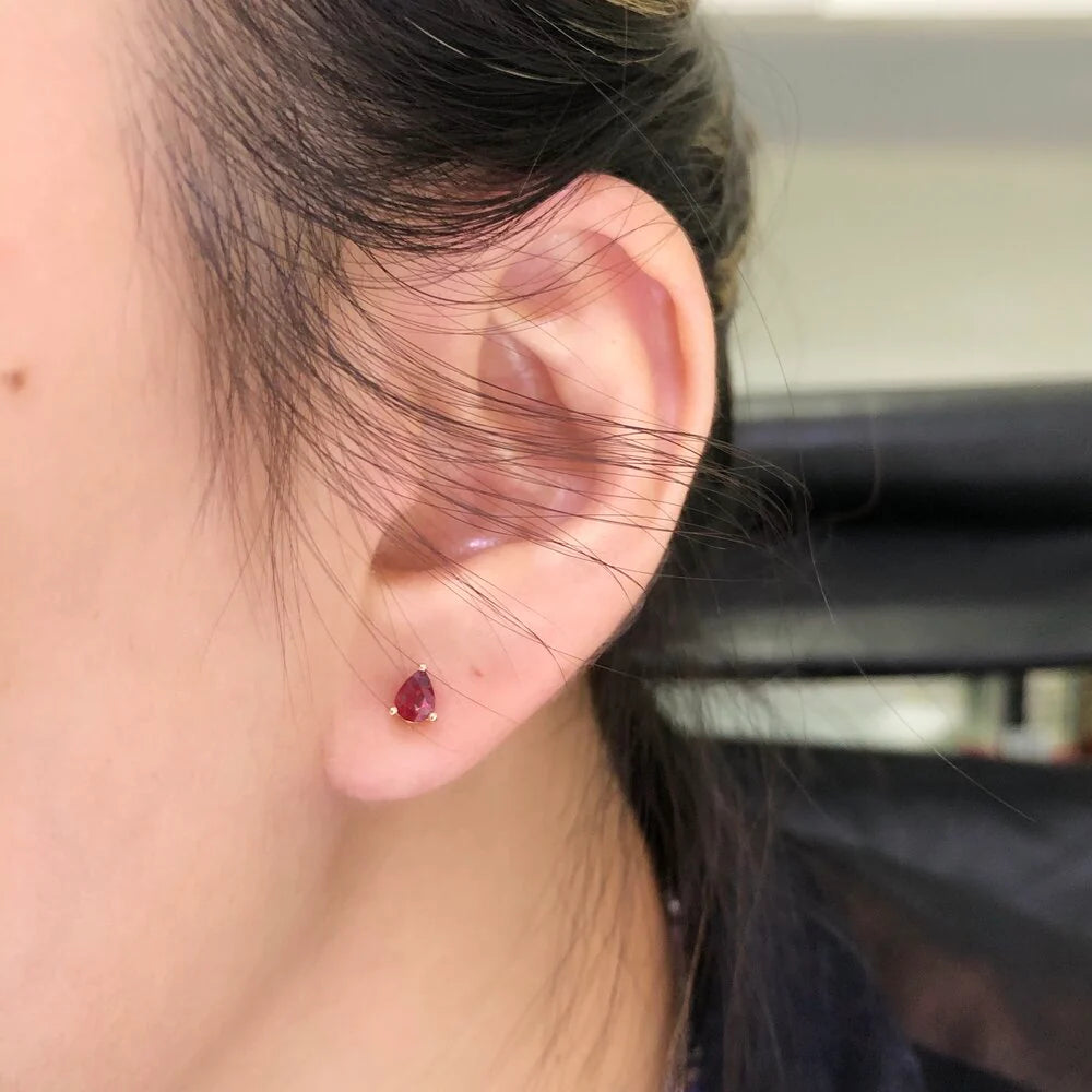 Pear Shape Ruby Stud Earrings
