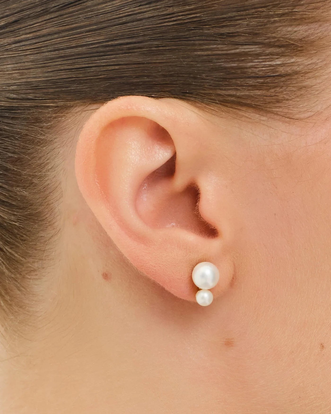 Lavandou Double Freshwater Pearl Stud Earrings in 18K Gold Vermeil by Handiora