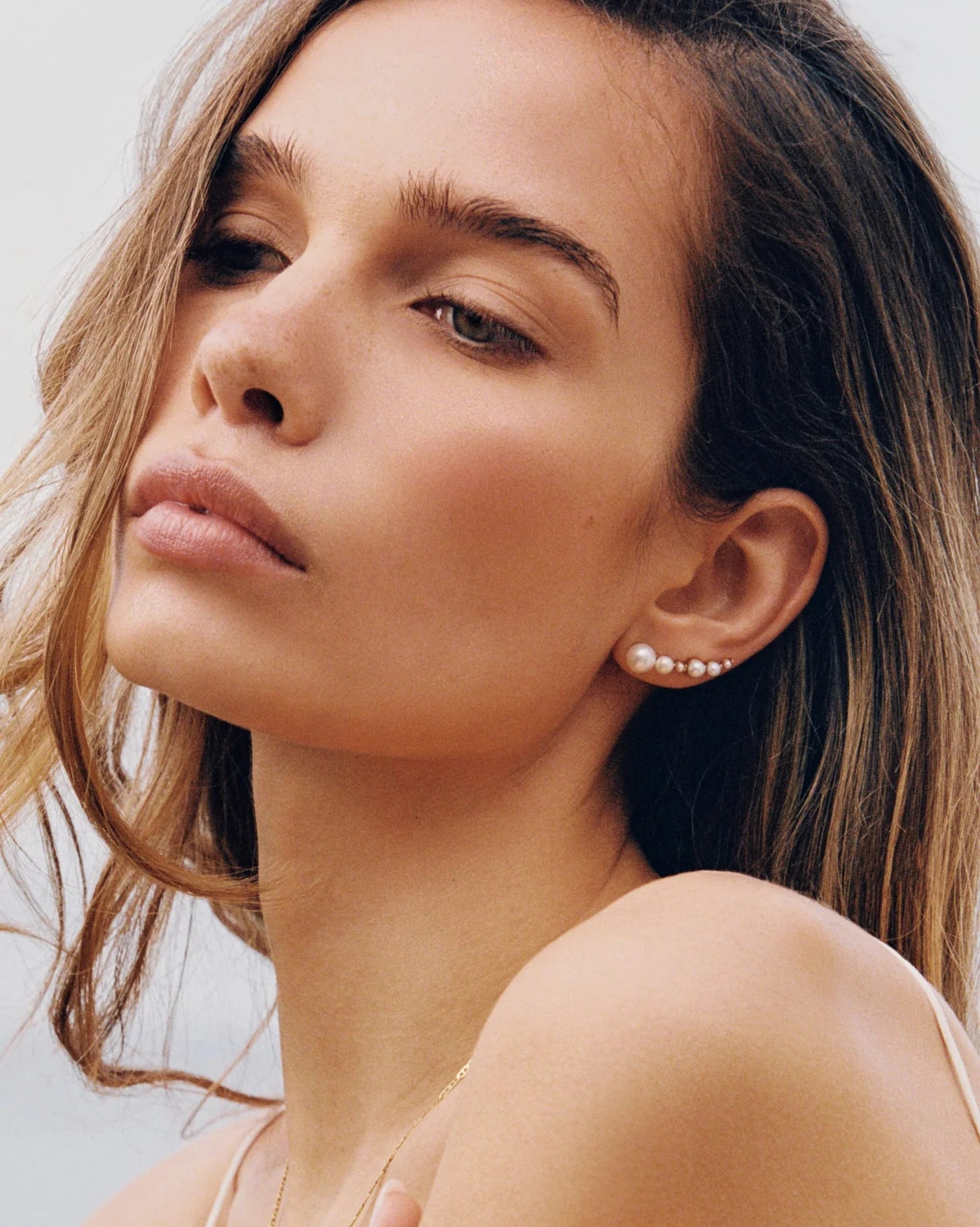 Lavandou Double Freshwater Pearl Stud Earrings in 18K Gold Vermeil by Handiora
