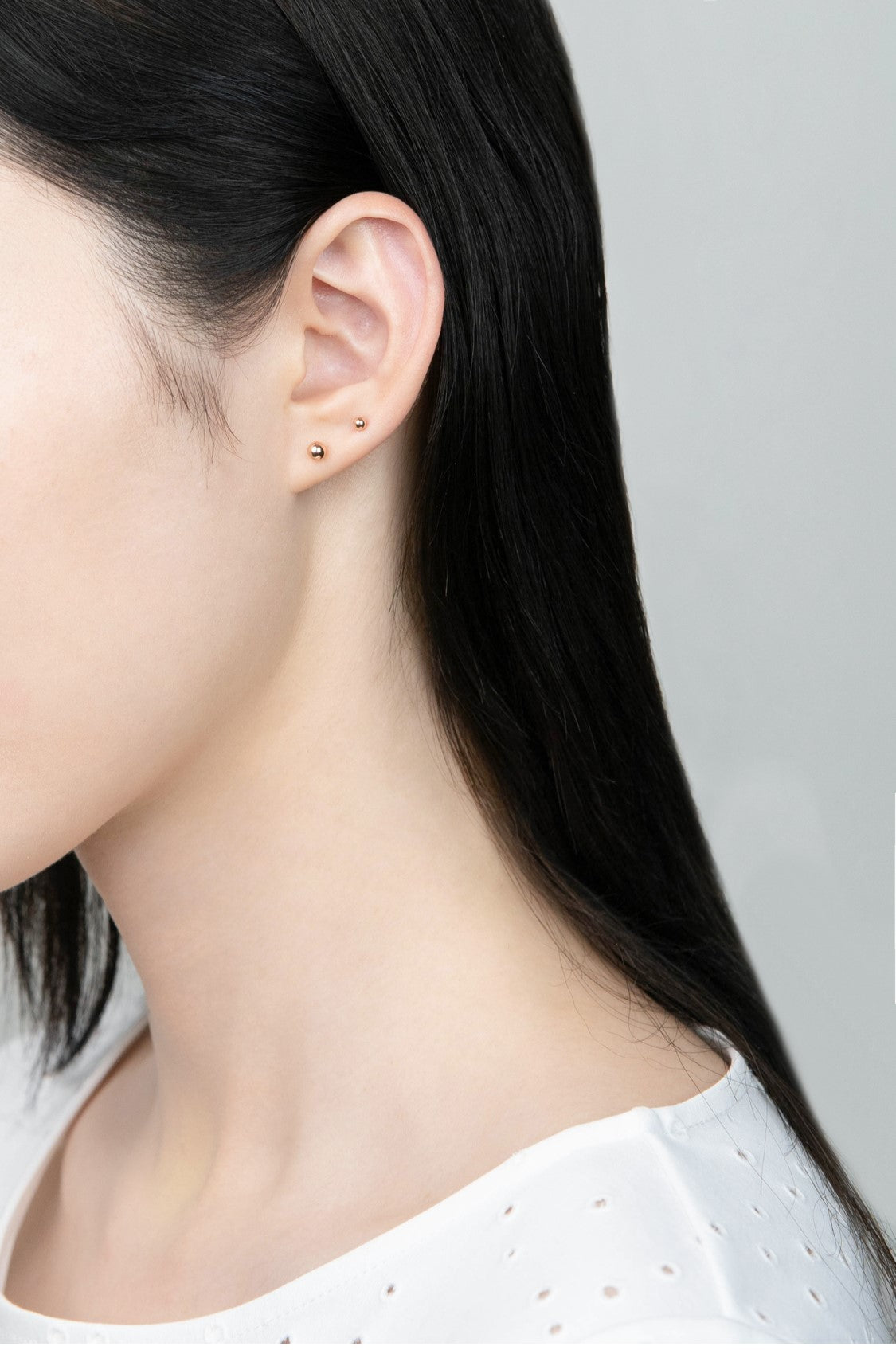 Minimal 14K yellow gold ball earrings for women