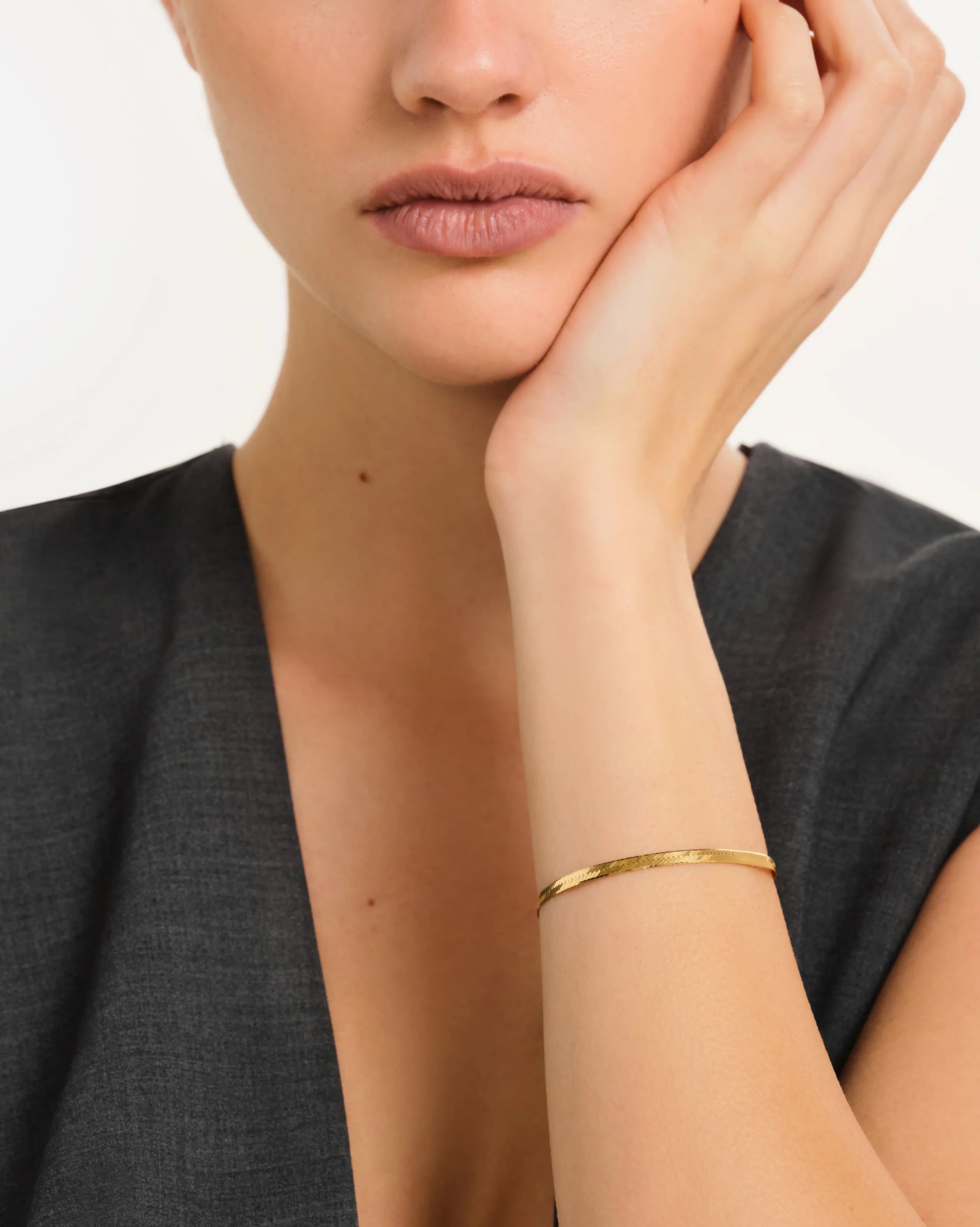 Monti Sleek Snake Chain Fluid Bracelet in 18K Gold Vermeil by Handiora