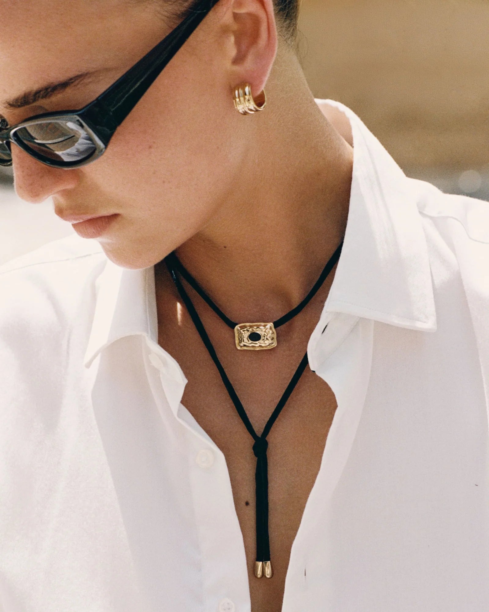 Orsay Chunky Huggie Hoops in 18K Gold Vermeil with Grooved Finish by Handiora