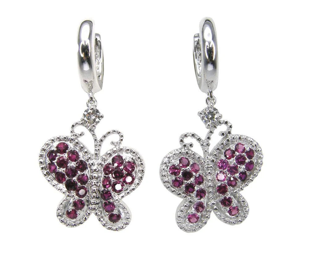 Pink Sapphire Butterfly Earrings