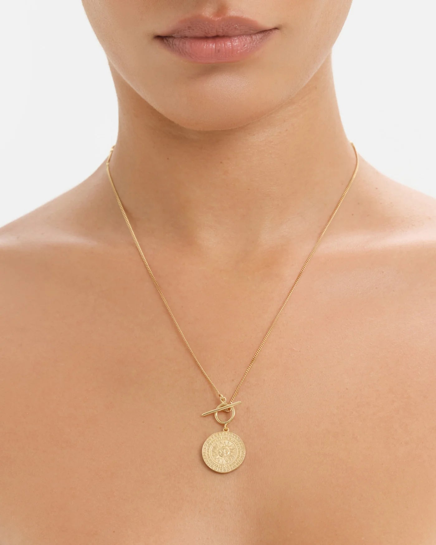 Venice Lucky Star Inscribed Coin Pendant Necklace in 18K Gold Vermeil by Handiora