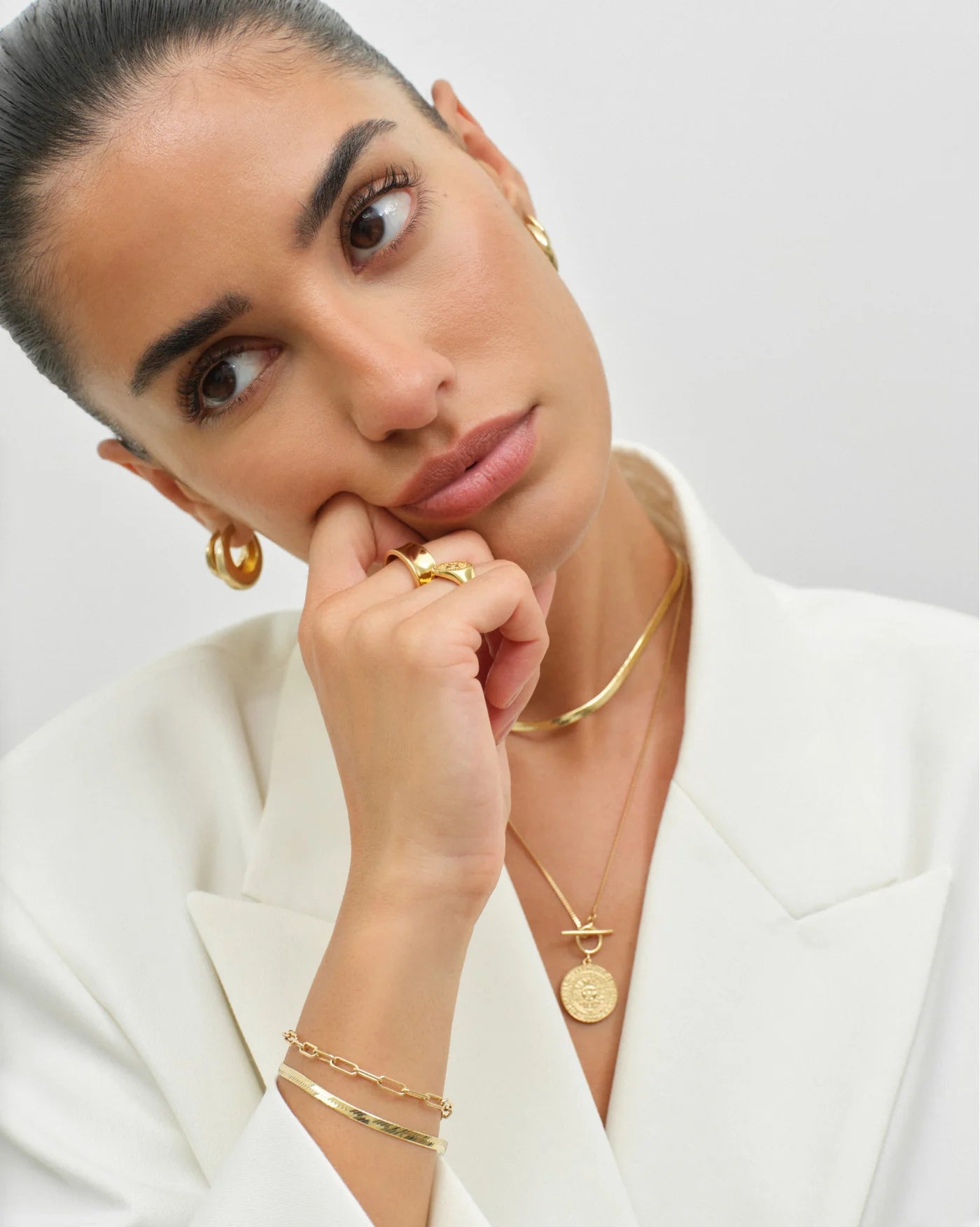 Vici Layering Set with Monti Choker and Venice Coin Necklace in 18K Gold Vermeil by Handiora