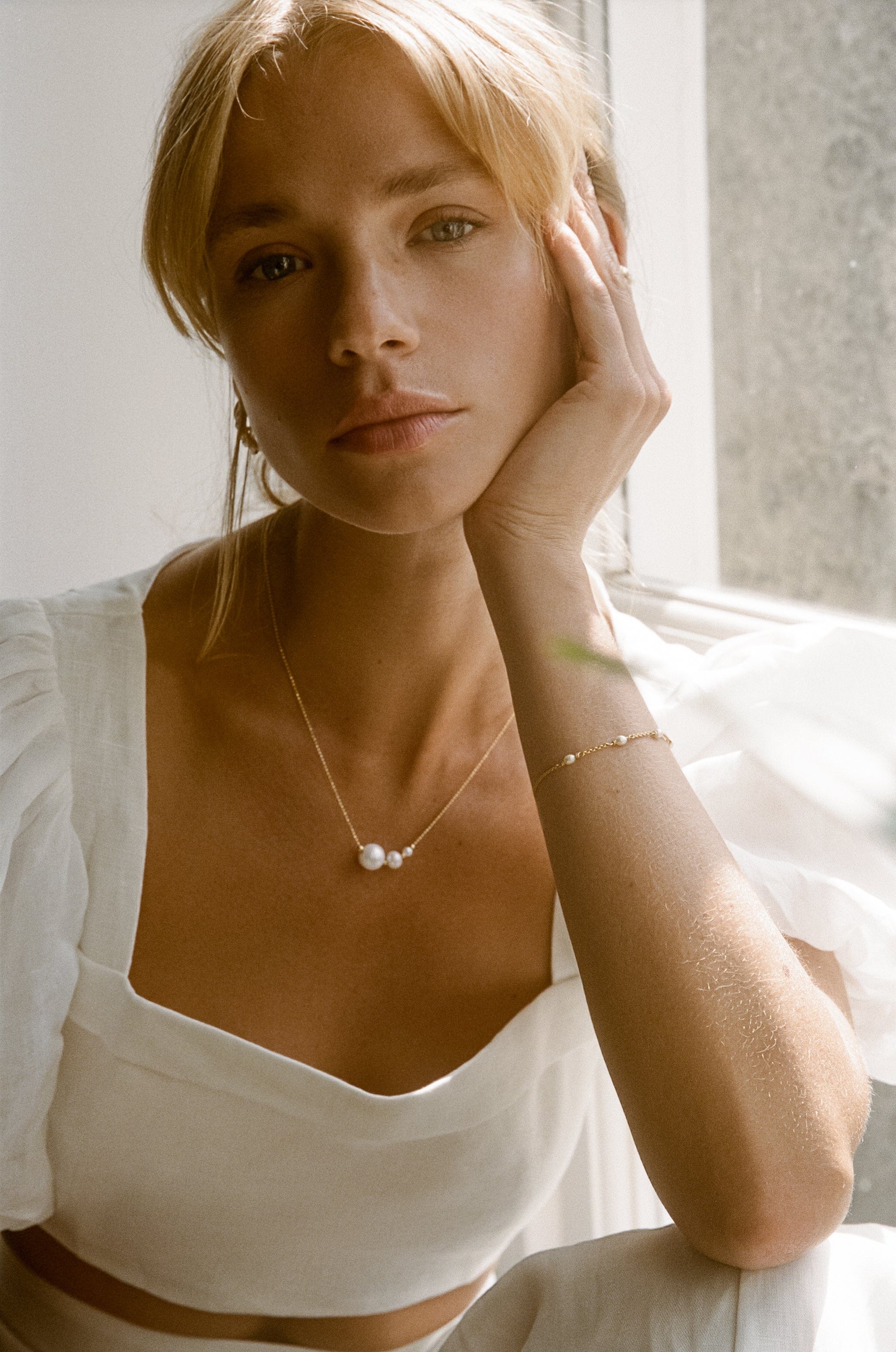 Portofino Delicate Freshwater Pearl Chain Bracelet in 18K Gold Vermeil by Handiora