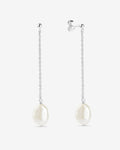 Toulon Rope Chain Drop Earrings with Freshwater Pearls in 925 Sterling Silver by Handiora