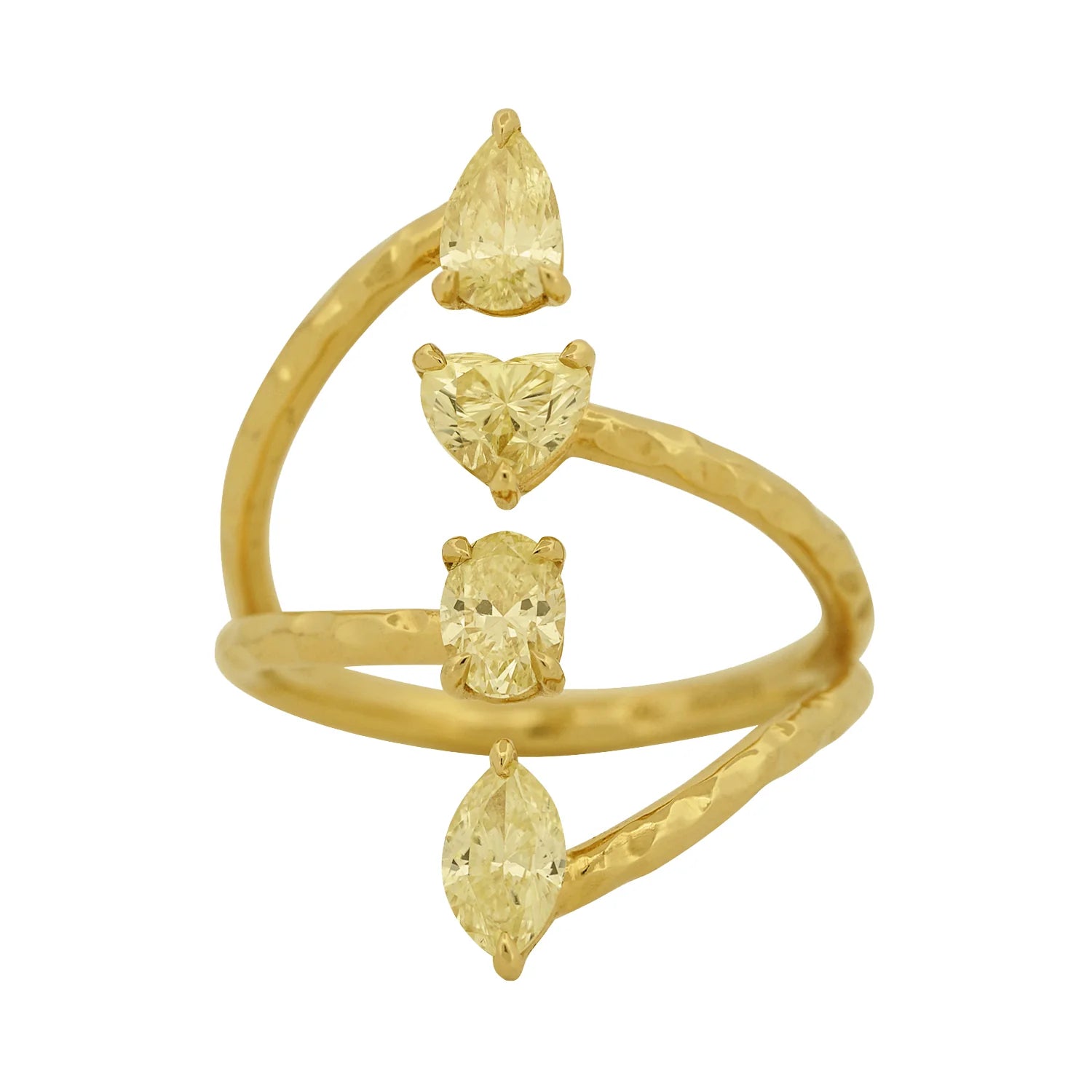 Vertical Multi Shape Fancy Yellow Diamond Ring
