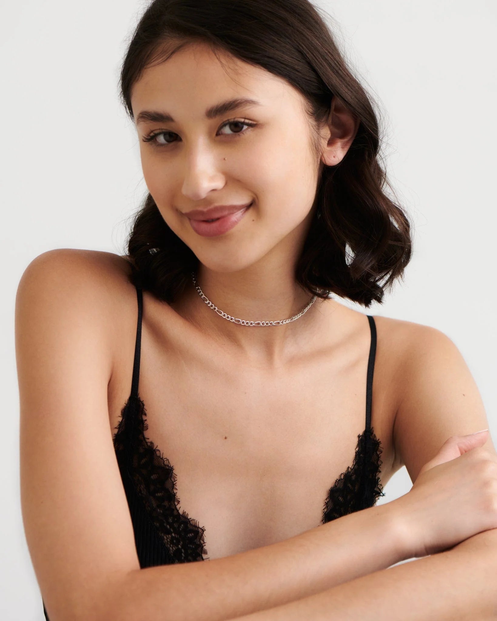 Monte Carlo Figaro Chain Choker Necklace in 925 Sterling Silver by Handiora