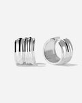Orsay Chunky Huggie Hoops in 925 Sterling Silver with Grooved Finish by Handiora