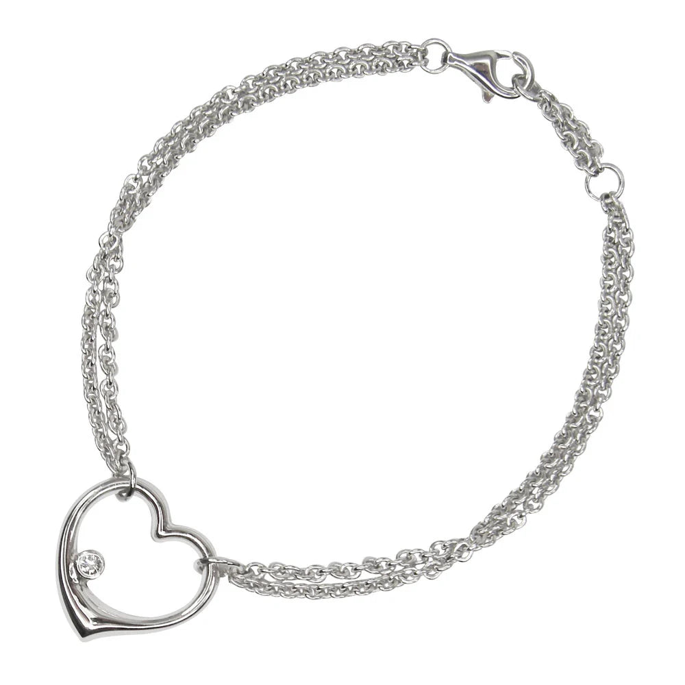 Open Heart Diamond Charm Bracelet