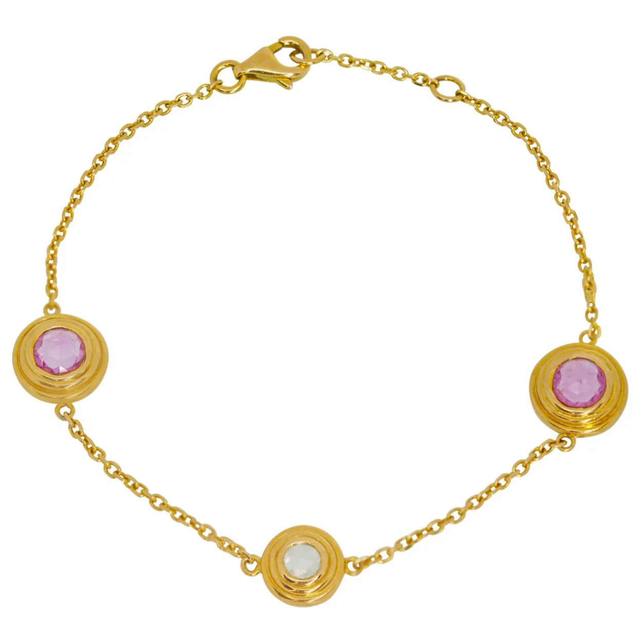 Rose Cut Pink Sapphire & Diamond Bracelet