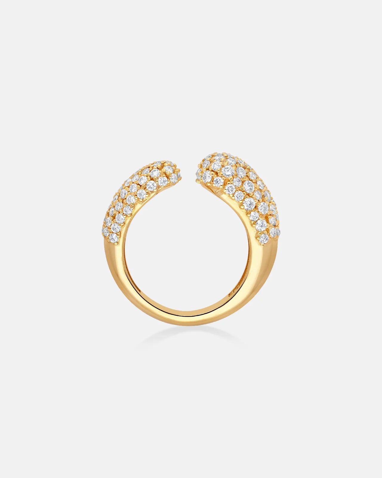 Infinite Grace Open Sculptural Ring with Pavé Diamonds in 18K Yellow Gold by Handiora