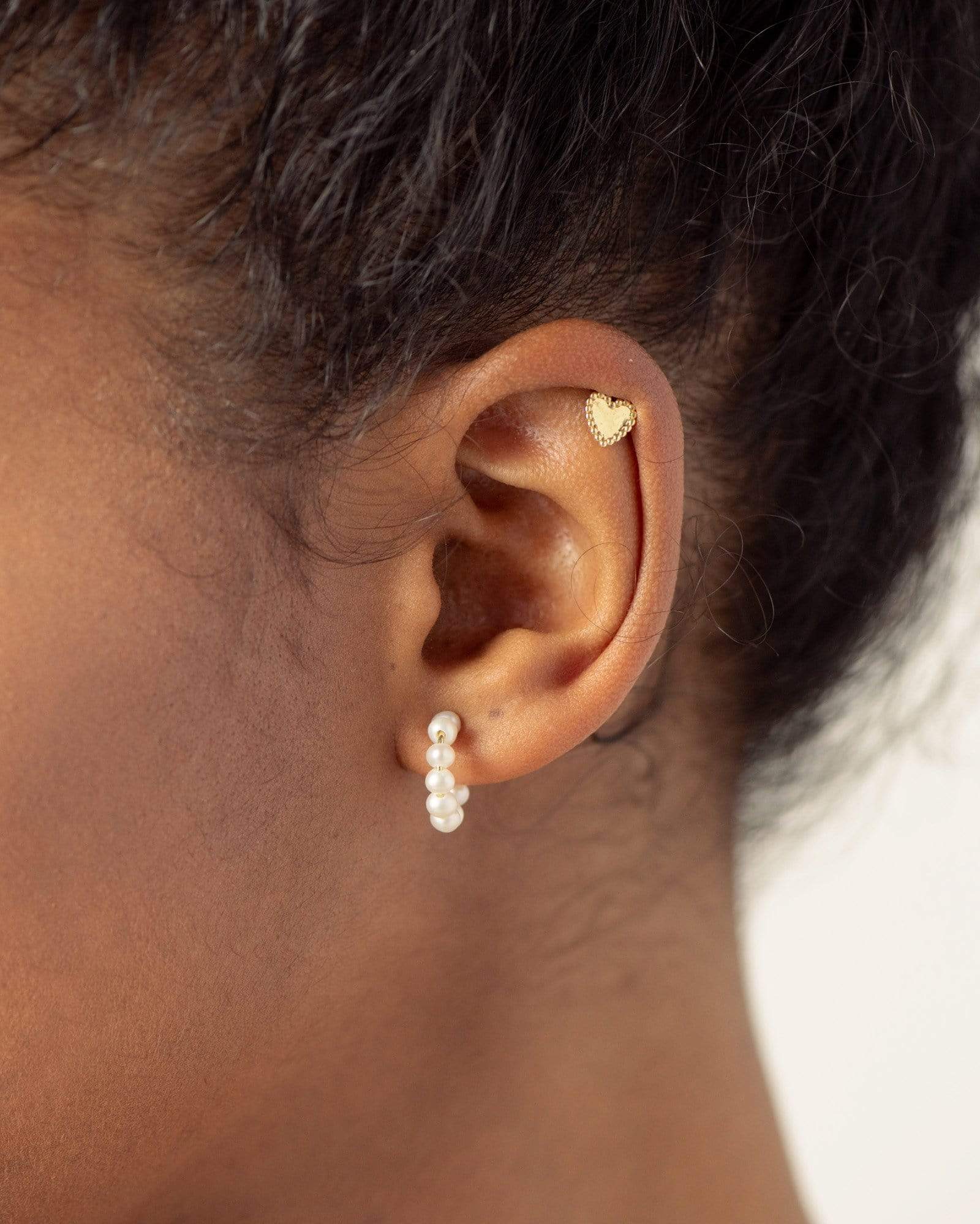 Palermo Mini Hoop Earrings with Freshwater Pearls in 18K Gold Vermeil by Handiora