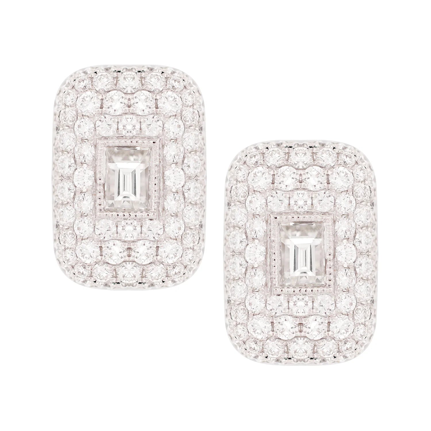 Baguette Diamond Pave Statement Drop Earrings