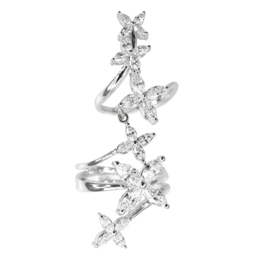 Diamond Floral Knuckle Ring