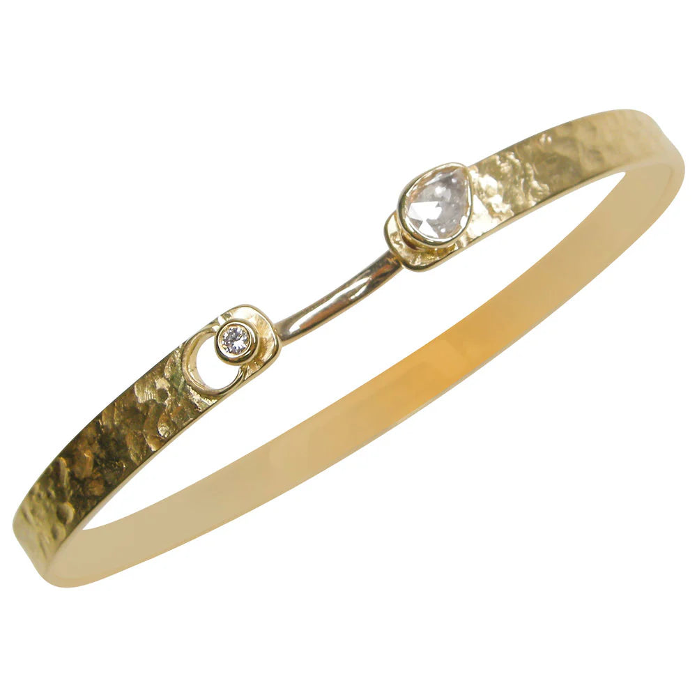 Pear Rose Cut Diamond Bracelet Cuff