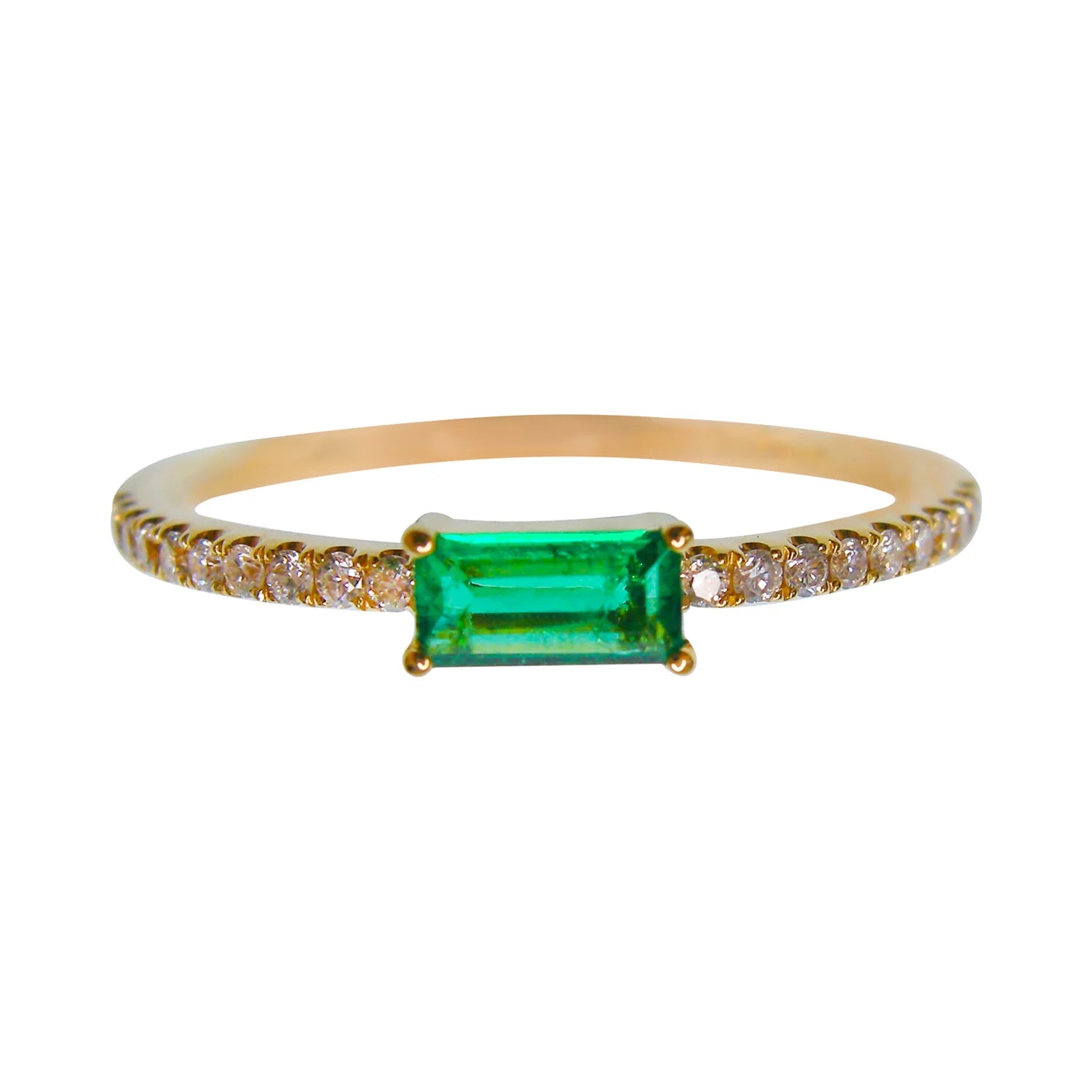Emerald & Diamond Baguette Stack Ring