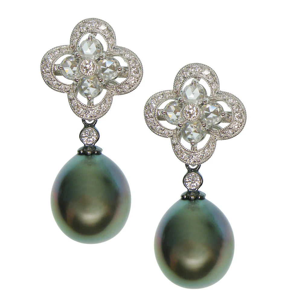 Signature Rose Cut Diamond Flower Stud Earrings