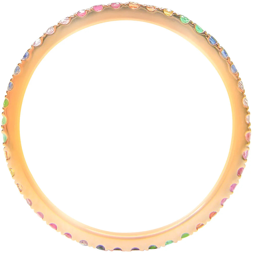 18K White Gold Fancy Sapphire Rainbow Eternity Ring