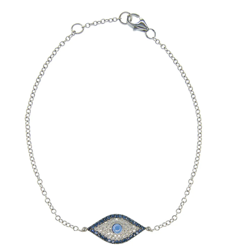 Blue Sapphire & Diamond Evil Eye Bracelet