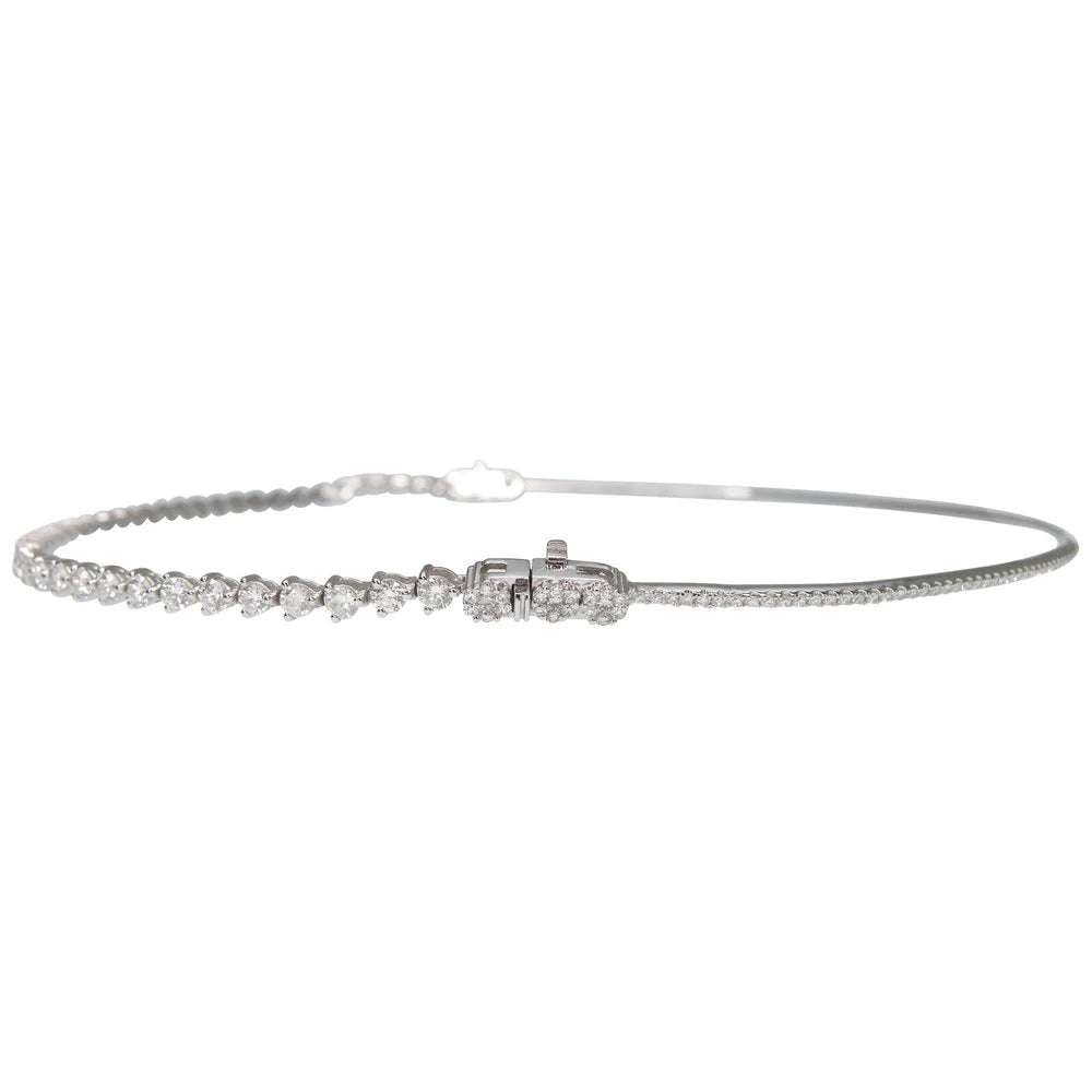 Silver bracelet with small diamonds on a white background