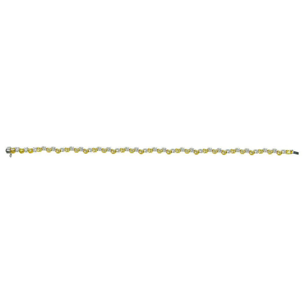 Vivid Yellow And White Diamond Tennis Bracelet