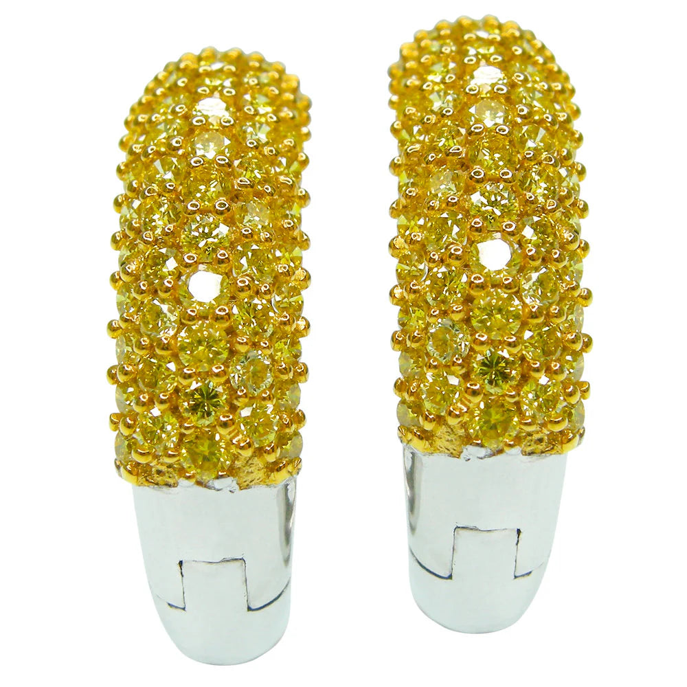 Five Row Yellow Diamond Hoops