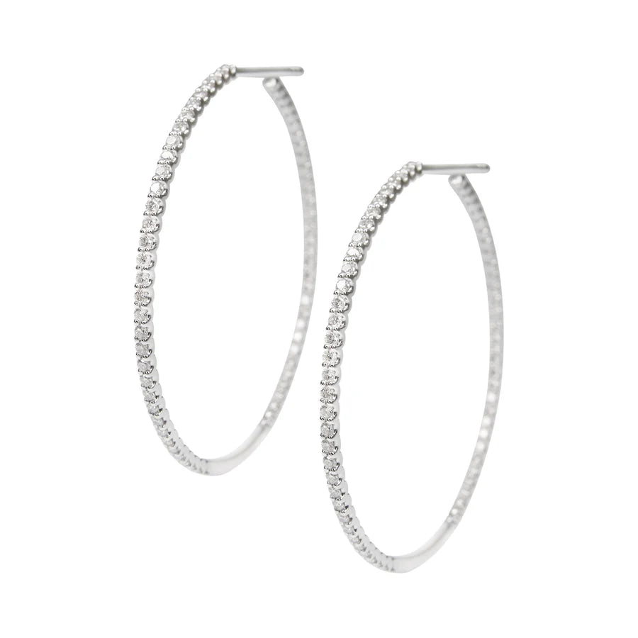 Classic 40 Mm Diamond Hoop Earrings