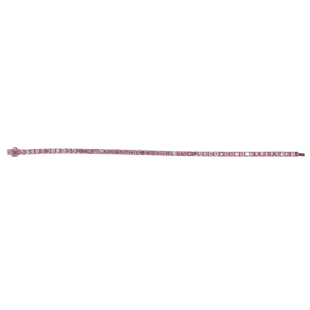 Pink Sapphire & Diamond Tennis Bracelet