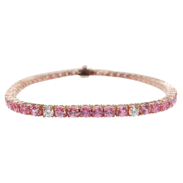 Pink Sapphire & Diamond Tennis Bracelet