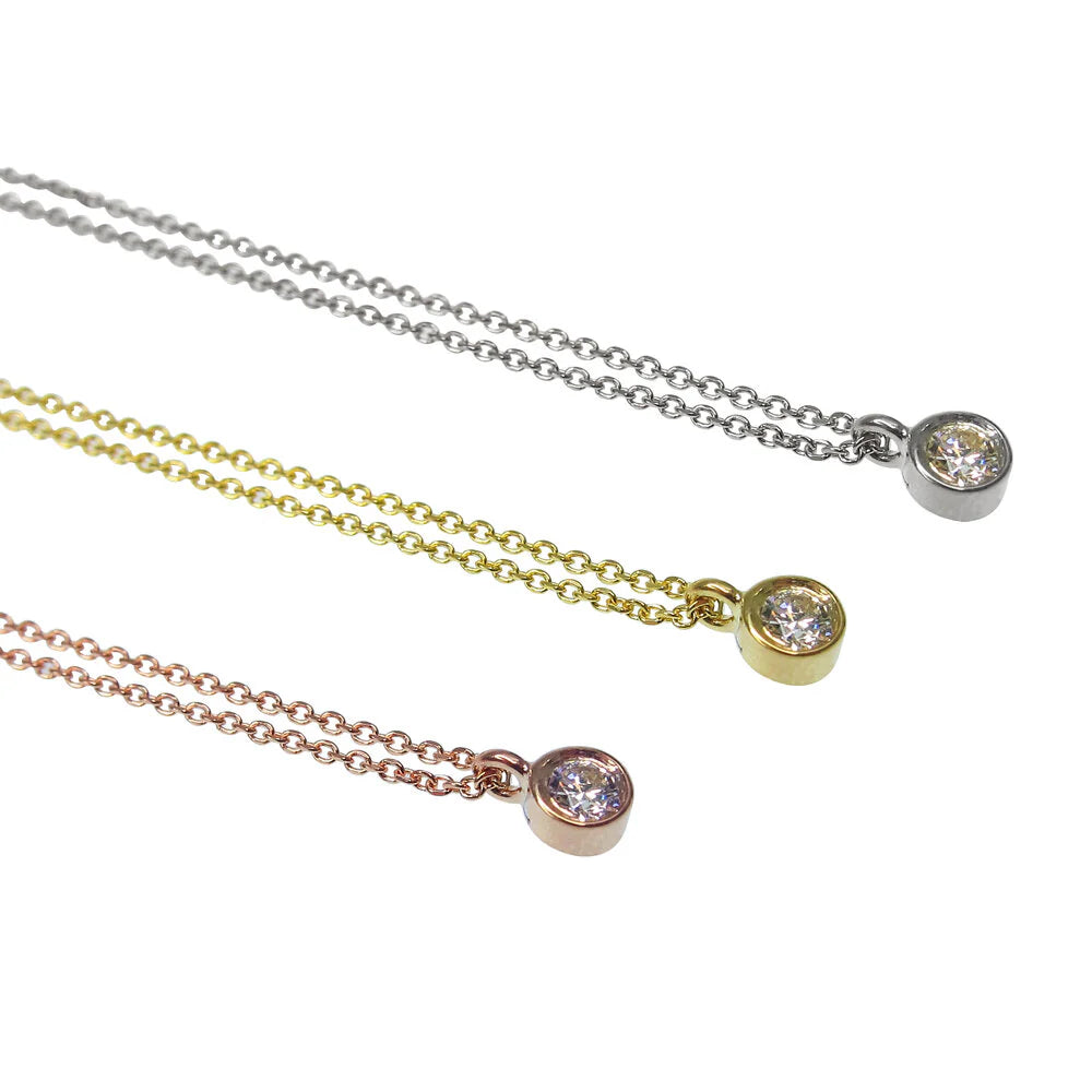 Bezel-set Diamond Drop Pendant