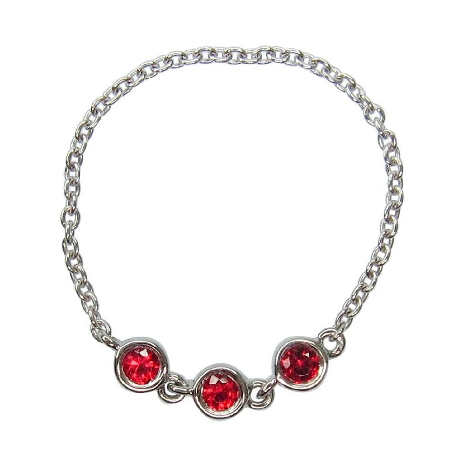 Three Stone Ruby Chain Ring