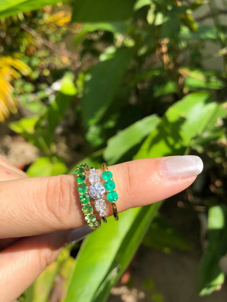 Emerald Three Stone Ring
