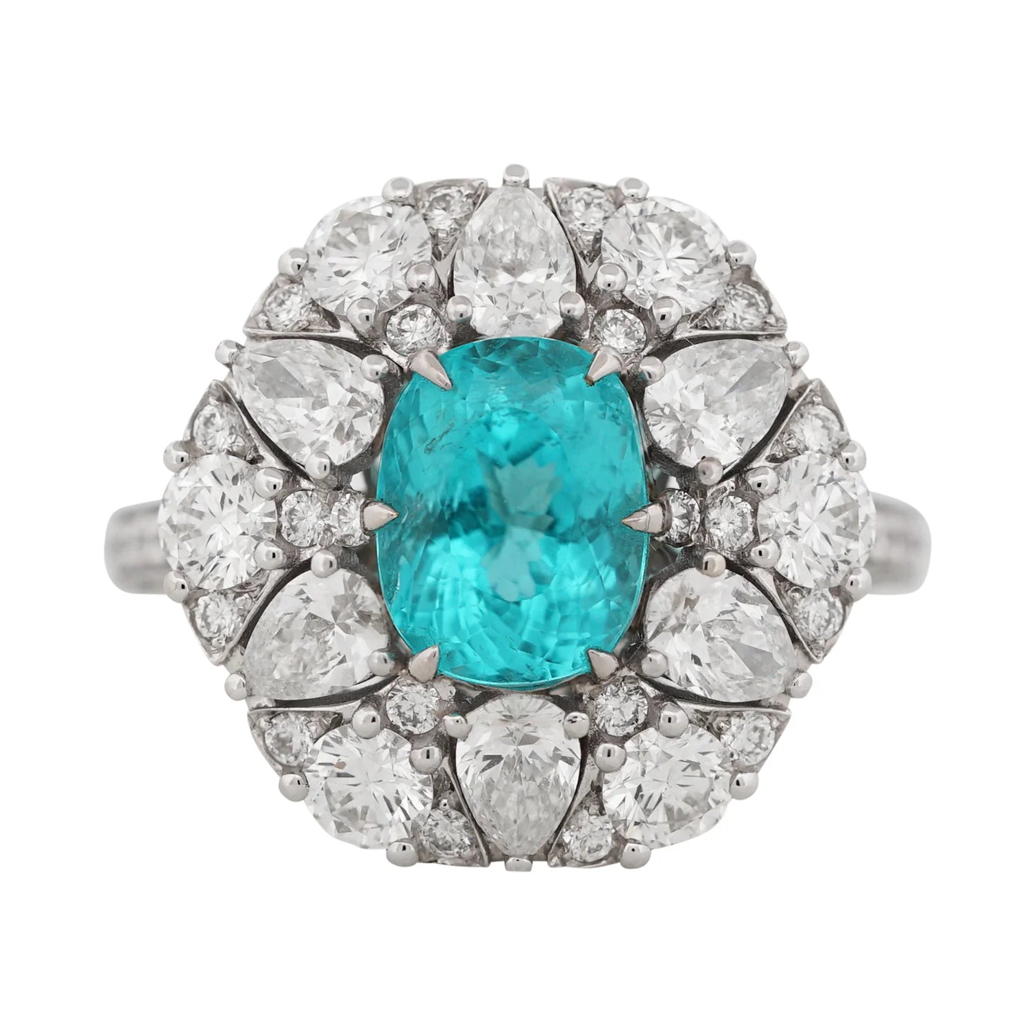 Neon Blue Paraiba Tourmaline & Diamond Ring
