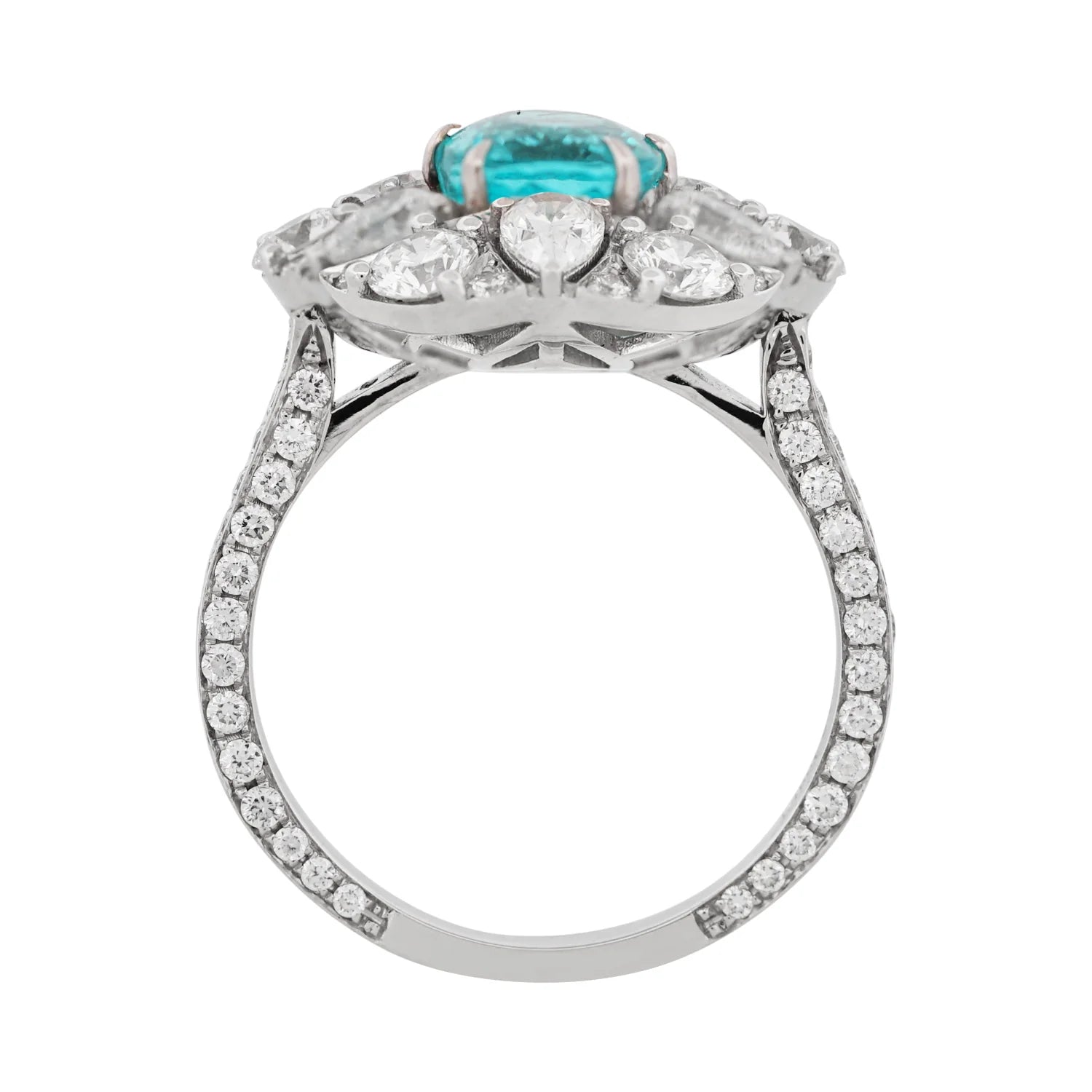 Neon Blue Paraiba Tourmaline & Diamond Ring