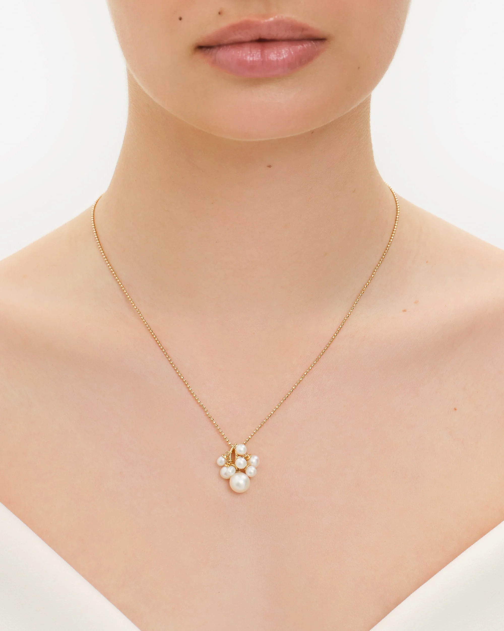 Aira Sculptural Freshwater Pearl Cluster Necklace in 18K Gold Vermeil by Handiora