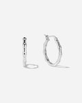 Bamboo Texture Hoop Earrings in 925 Sterling Silver with White Topaz by Handiora