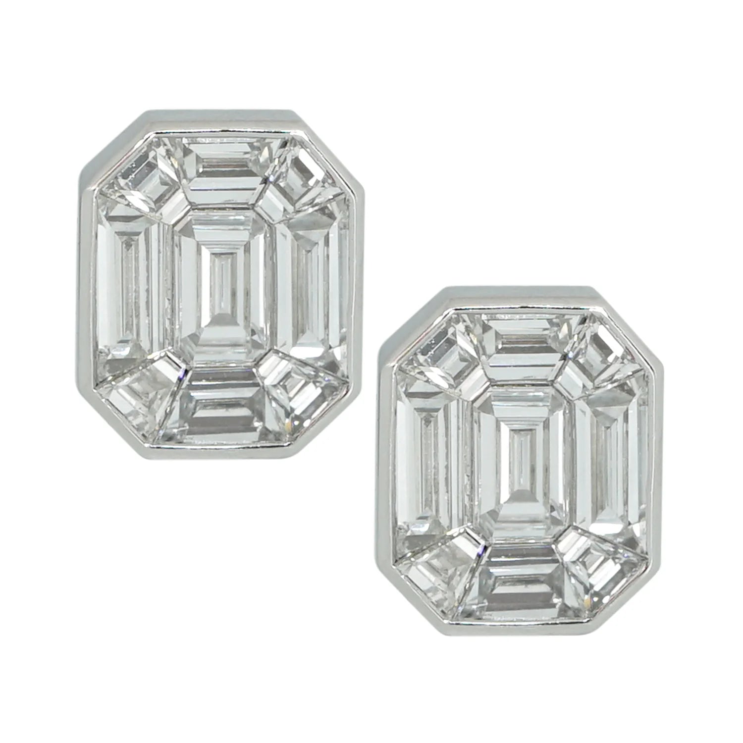 Signature Illusion Emerald Diamond Earrings