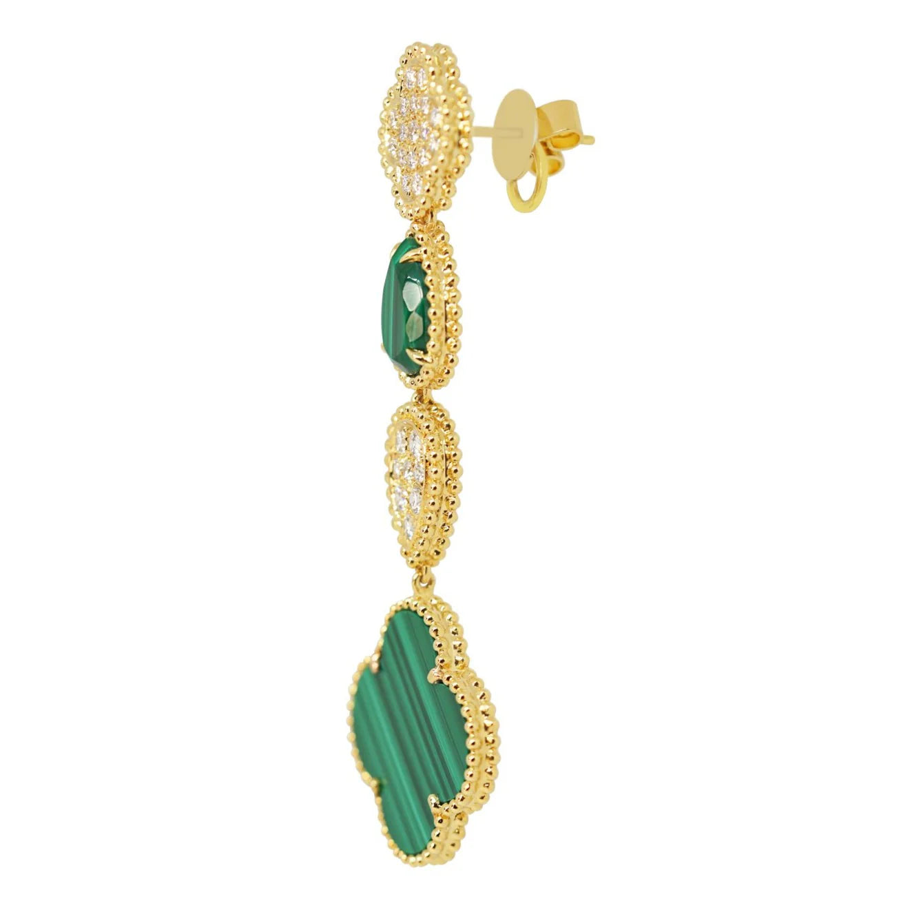 Diamond and Malachite Drop Earrings