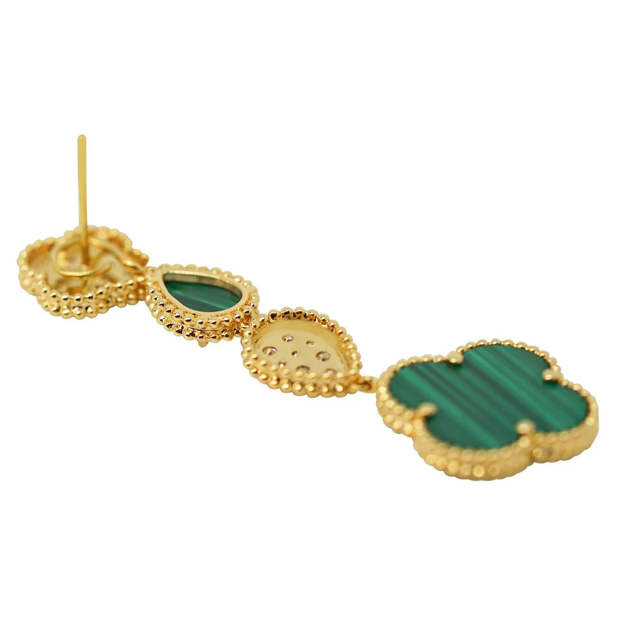 Diamond and Malachite Drop Earrings
