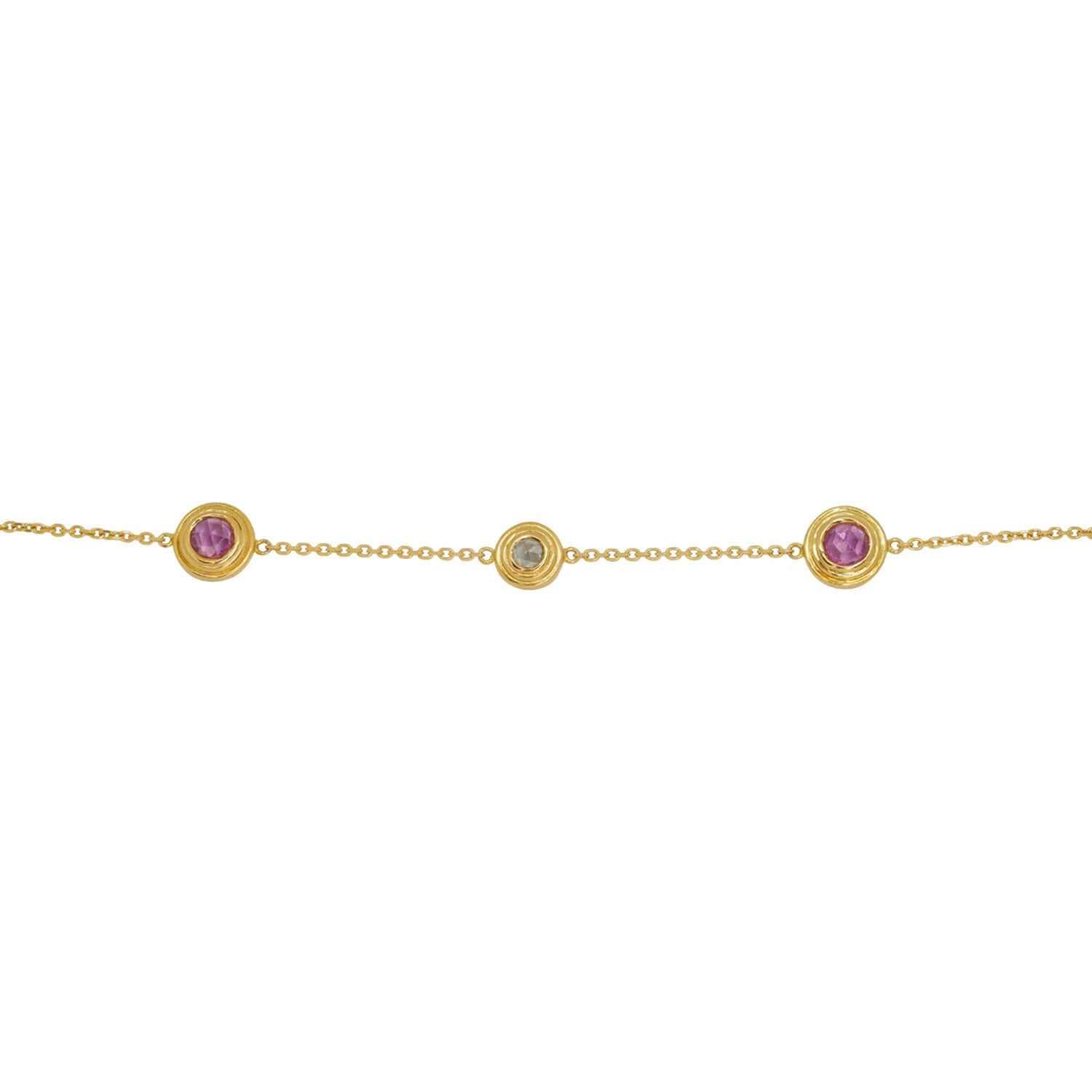 Rose Cut Pink Sapphire & Diamond Bracelet