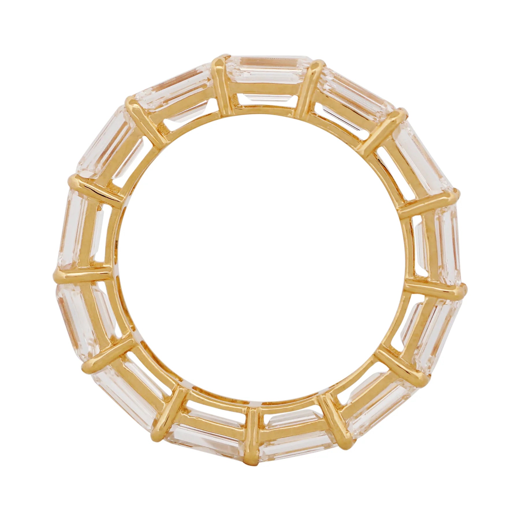 Horizontal Emerald Cut Diamond Eternity Ring in 18K White Gold