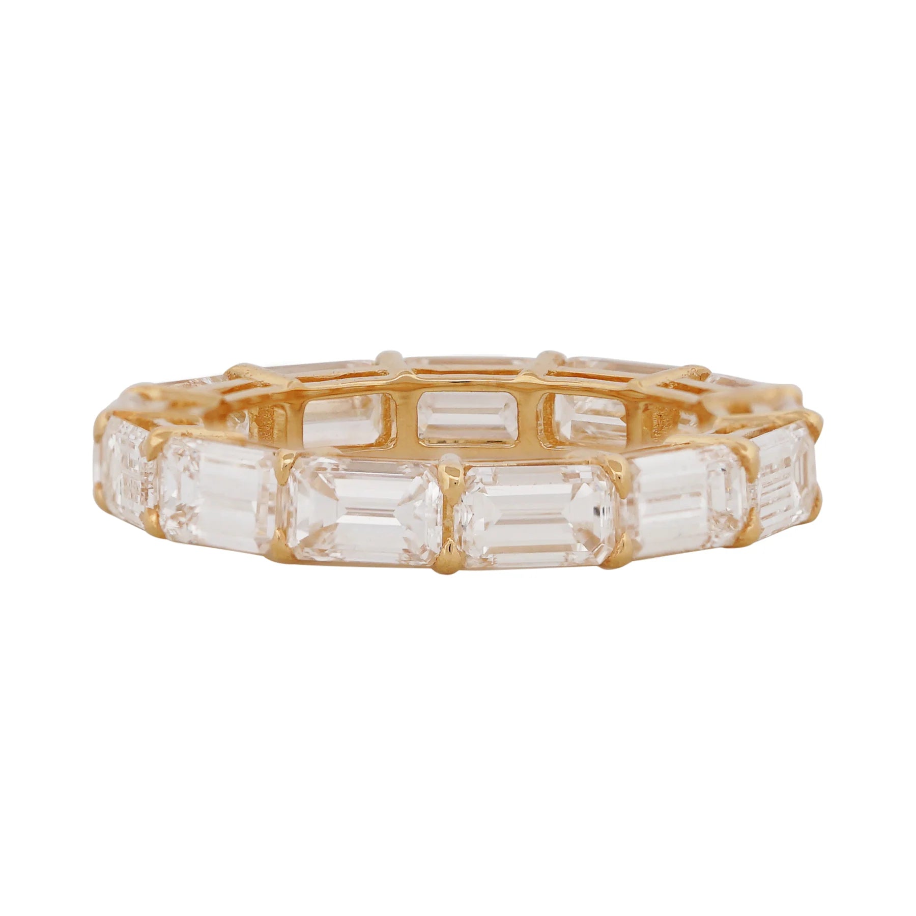 Horizontal Emerald Cut Diamond Eternity Ring in 18K White Gold