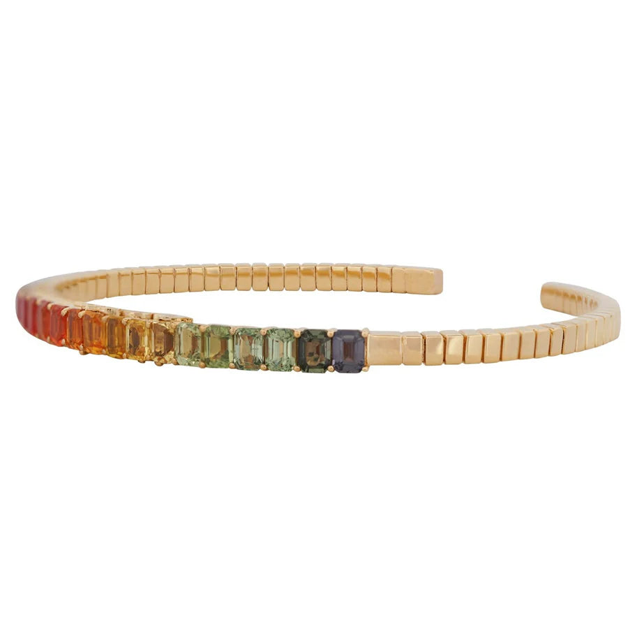 Multicolored gemstone bracelet on a white background
