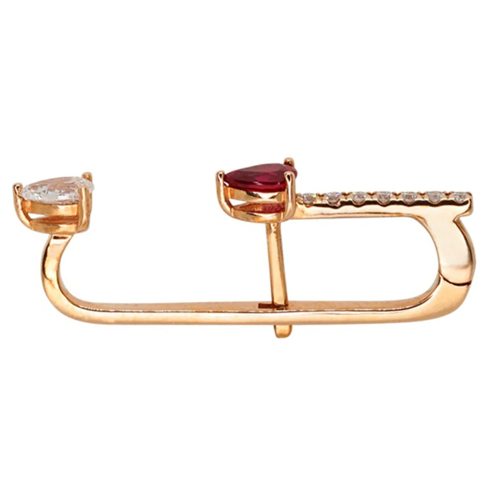 Ruby & Diamond Vine Lobe Earring